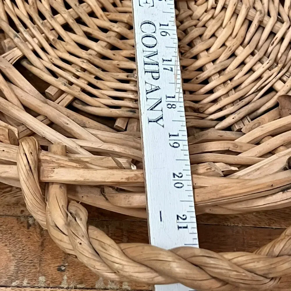 Rattan Woven Wicker Oval Basket With Handles Farmhouse Cottage